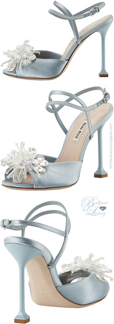 ♦Miu Miu blue crystal-embellished sandals #pantone #shoes #blue #brilliantluxury