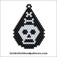 Click to view the Skull and Bones Teardrop Halloween brick stitch bead pattern charts.