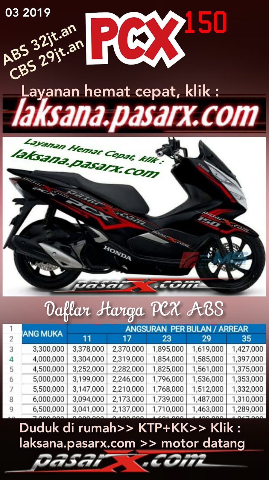 Brosur Harga Motor Honda PCX ABS CBS