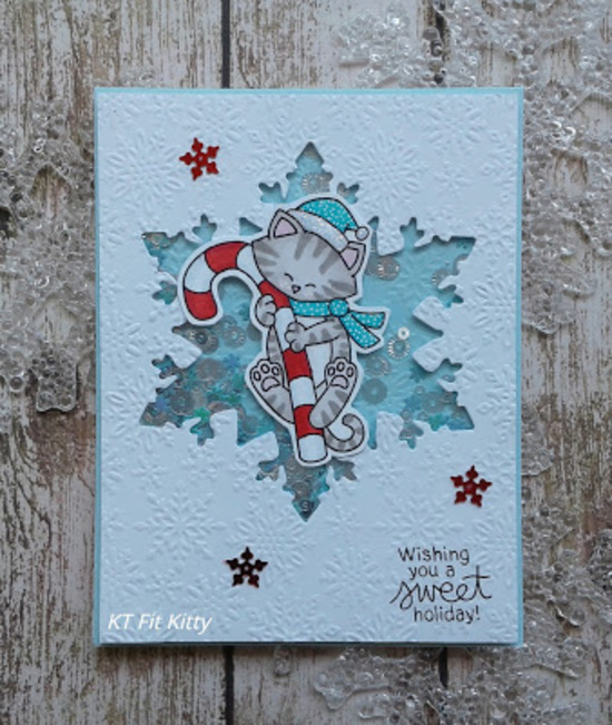 Wishing you a sweet holiday by KT Fit Kitty features Newton's Candy Cane by Newton's Nook Designs; #newtonsnook