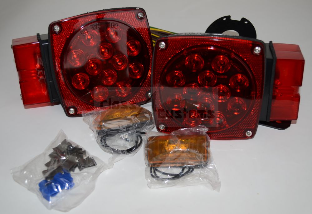 Class A Customs LED Submersible SQ RV Trailer Light Kit Over 80" Stop