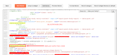 insert ad code in blogspot template