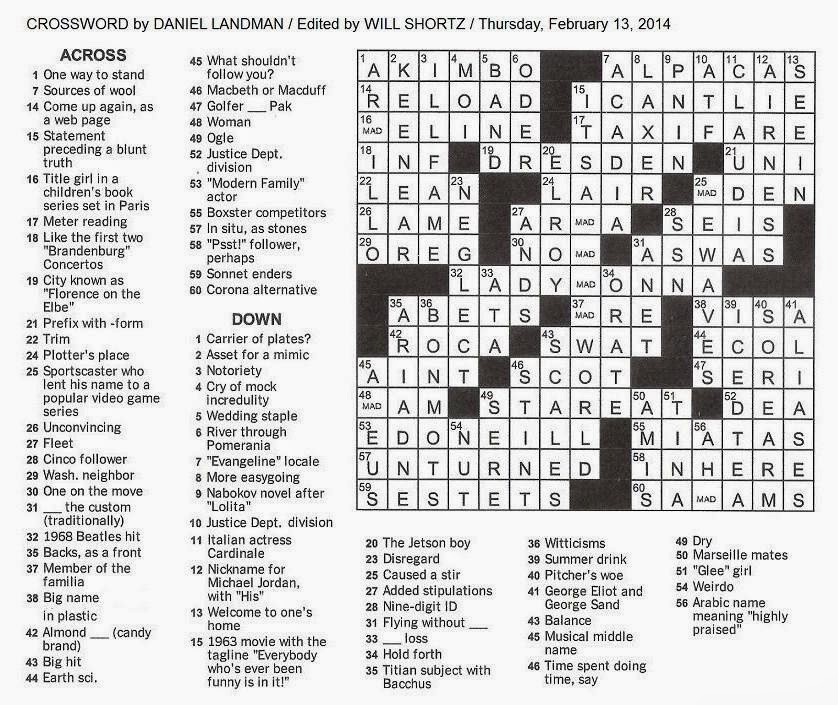 The New York Times Crossword in Gothic 02.13.14 — MAD