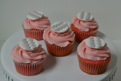 pink and gray strawberry cupcakes - sweet cakes by rebecca 