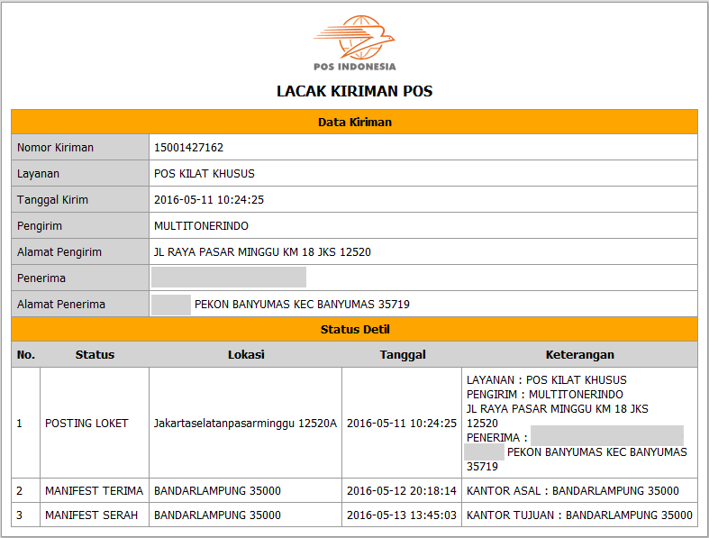 Menelusuri Kiriman Paket Pos Kilat Khusus