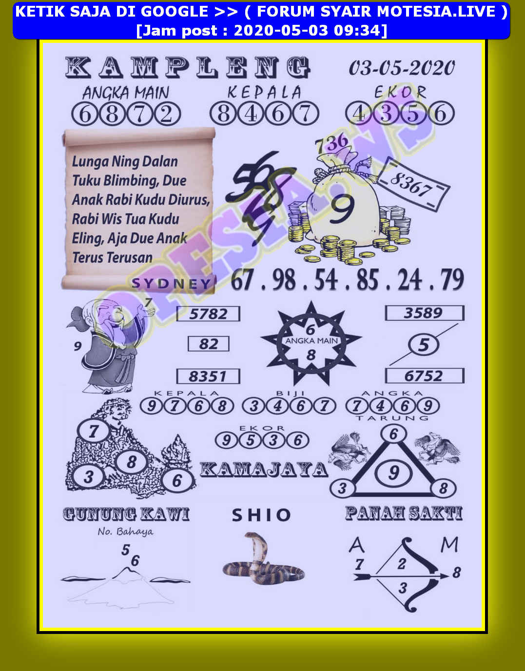 1 New Message Kode Syair Sydney 3 Mei 2020 Forum Syair Togel Hongkong Singapura Sydney