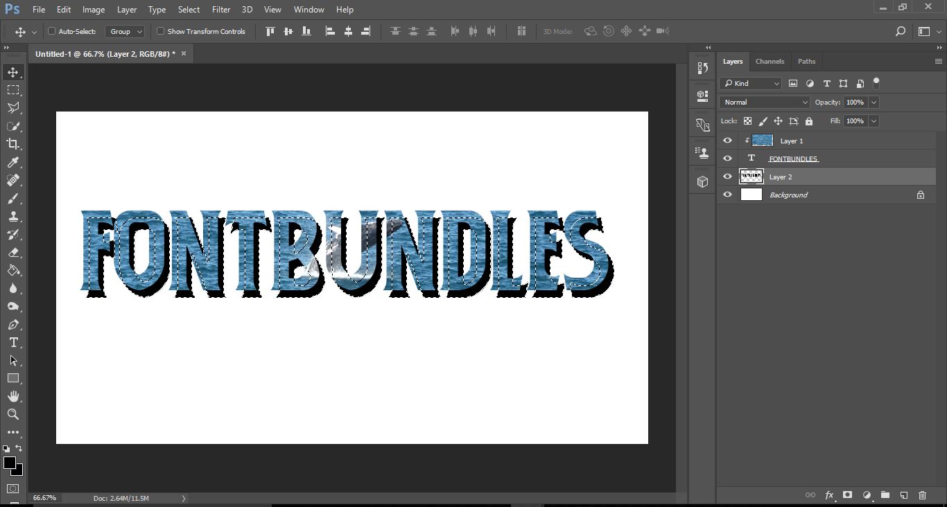 Add image into text in Design Bundles