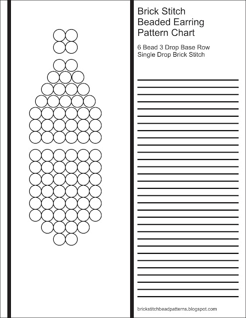 Free printable blank brick stitch beaded earring pattern chart.