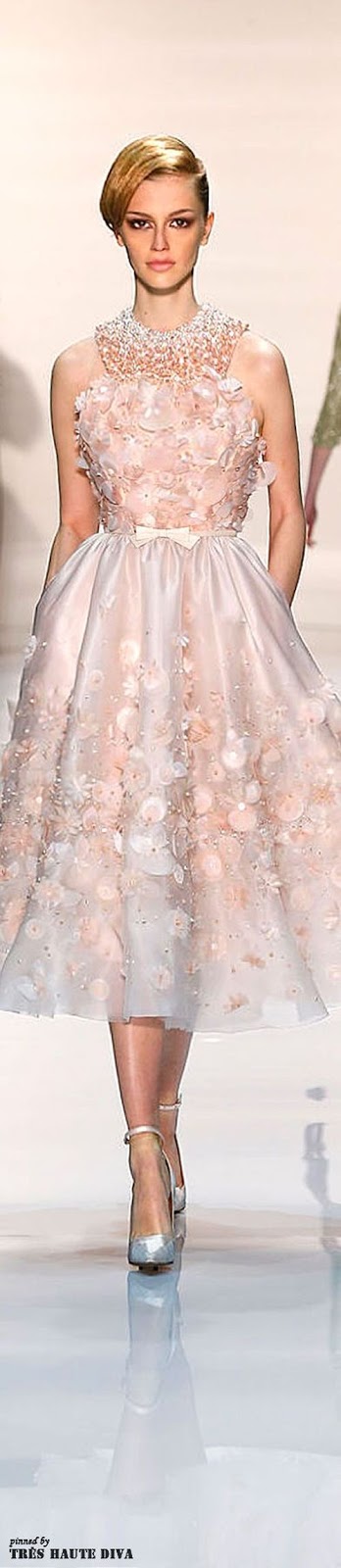 runway look: Georgea Hobeika S/S 2014 Couture pink floral dress