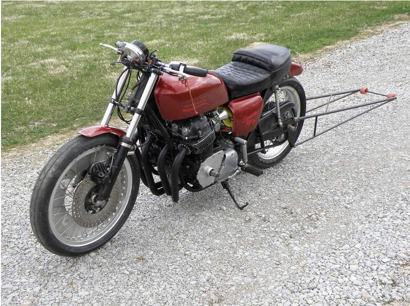 Cling on for dear life !!! Chet The CB750 Drag Bike