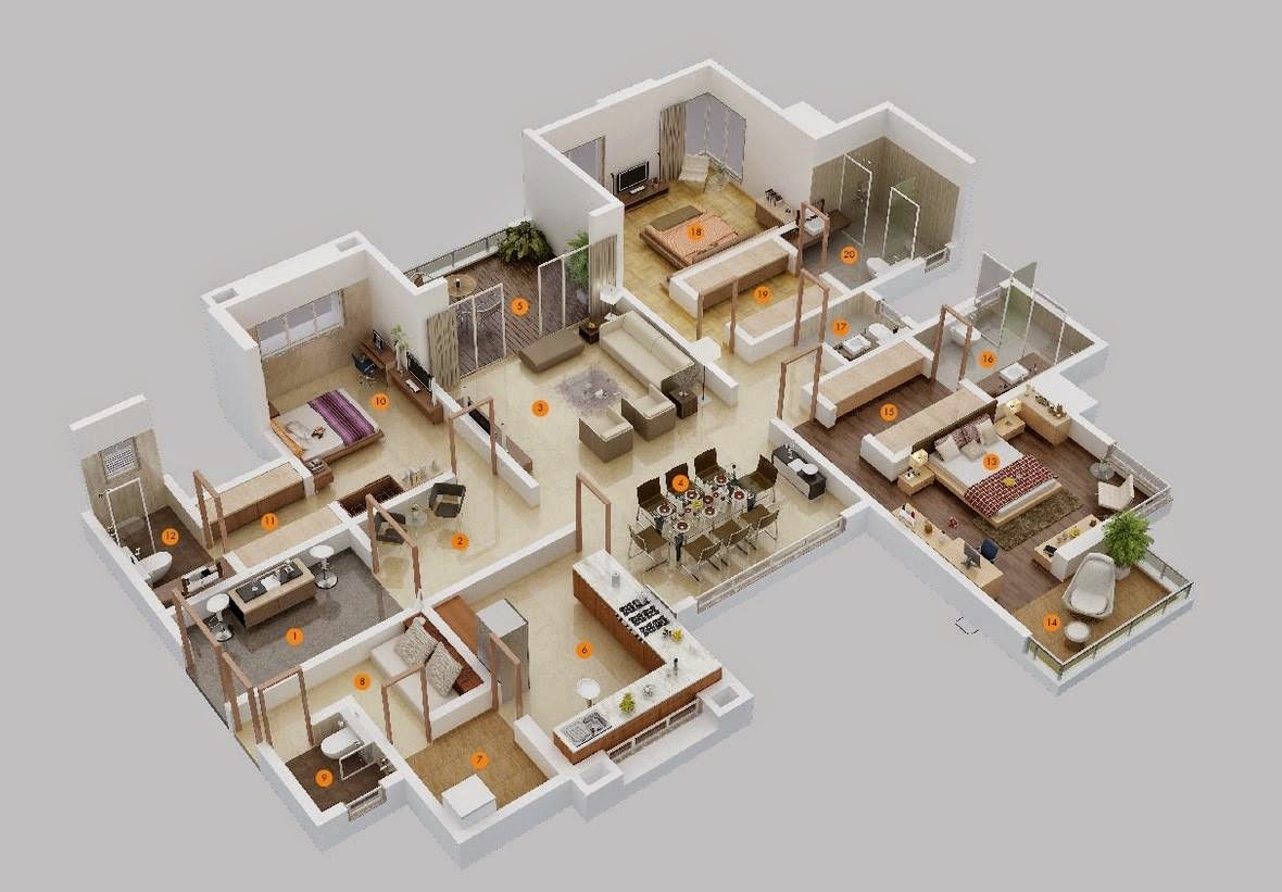 3 Bedrooms Apartment House Plans - Online Civil
