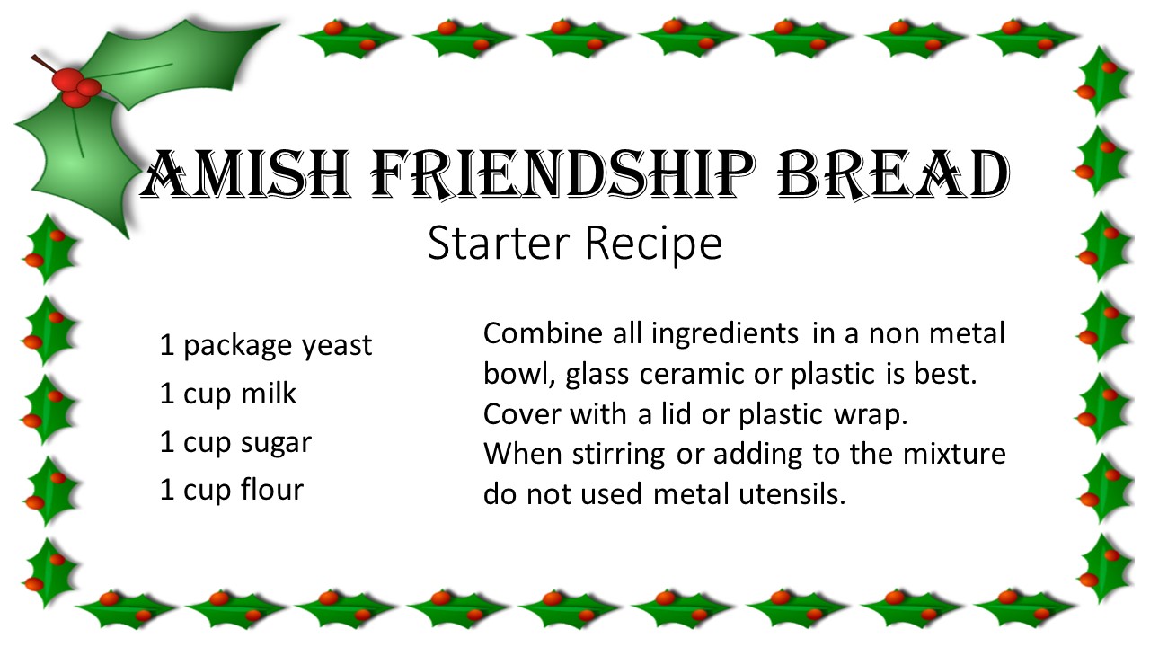 Amish Friendship Bread Starter Recipe Printable / The Avalon Ladies