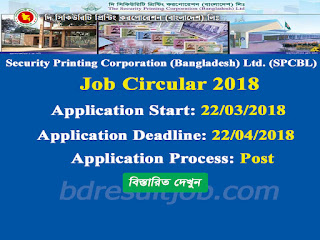 Security Printing Corporation (Bangladesh) Ltd. (SPCBL) Job Circular 2018