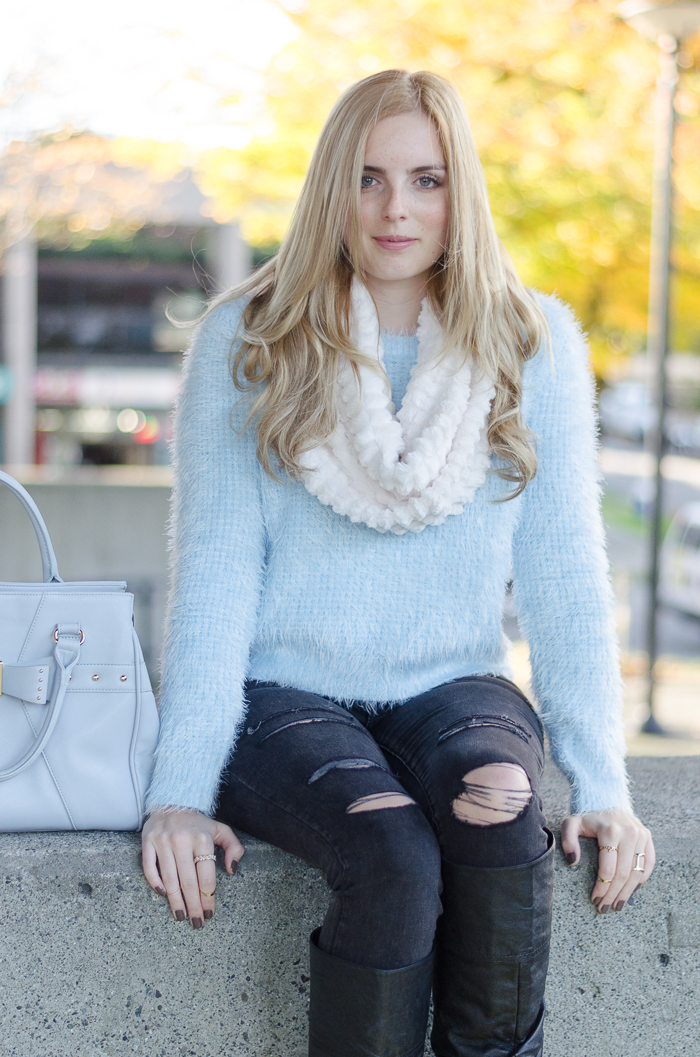 How to Style a Fuzzy Knit Sweater