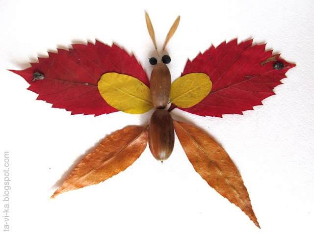 бабочки из осенних листьев butterfly fall craft