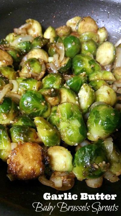 I can not control myself around these Garlic Butter Baby Brussels Sprouts! The BEST veggie ever! The whole family loves these!