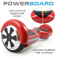Powerboard by Hoverboard, red, with LED status indicator and airless rubber tires