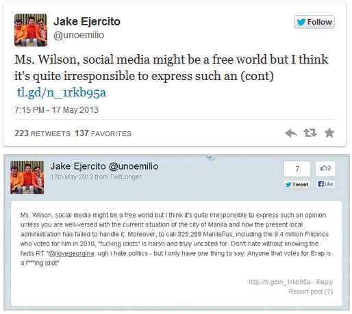 Jake Ejercito slams Georgina Wilson over harsh 'Erap ...
Jake Ejercito And Georgina Wilson