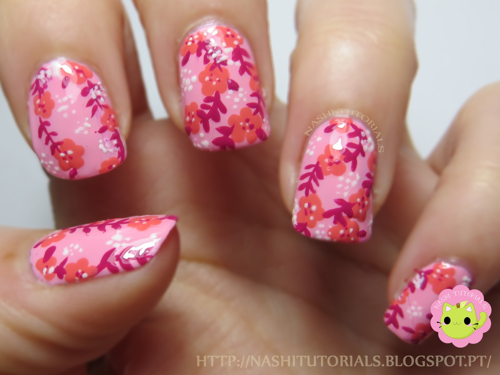 5. Pink and Gold Floral Nail Art - wide 2