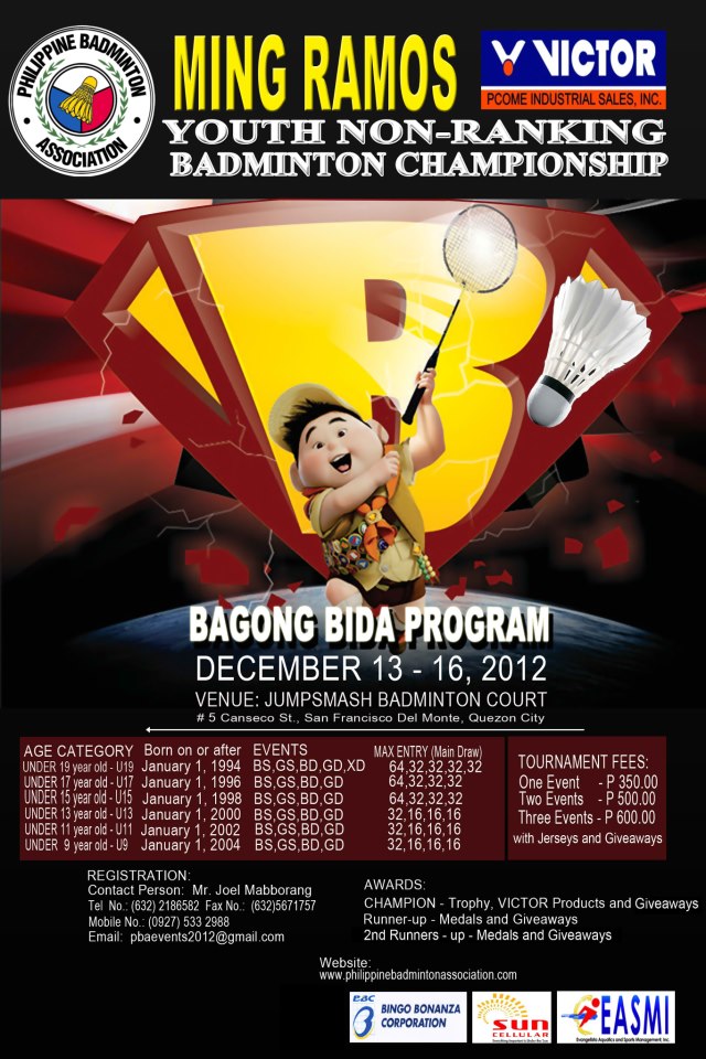 PBA Ming Ramos Victor Youth NonRanking Badminton Championship