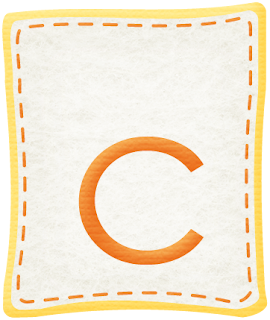 Abecedario Naranja en Parches de Tela. Orange Alphabet in Cloth Patches.