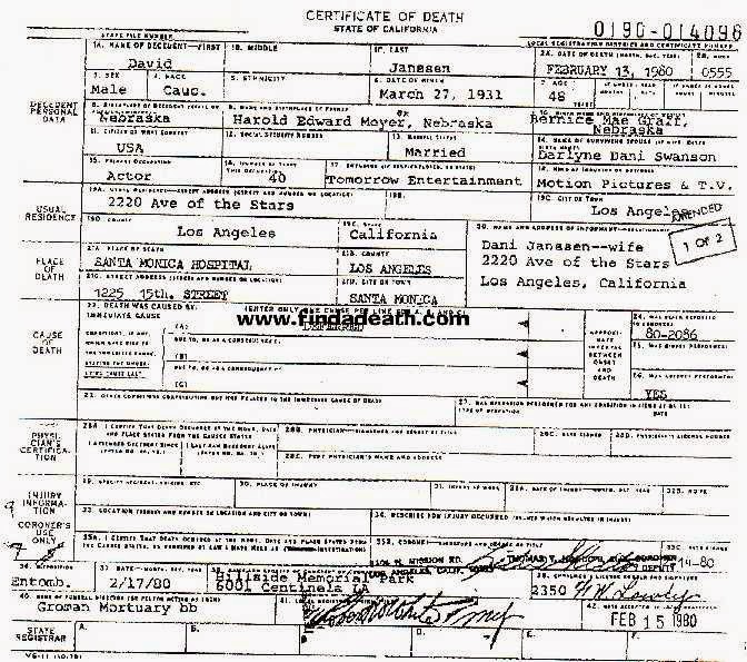 Dearly Departed Tours Hollywood David Janssen's 35th Deathaverssary