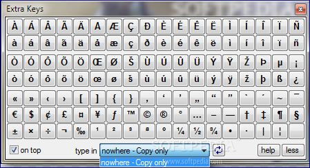 برنامج  Extra keys لكتابة بعض الحروف غير المتواجدة في لوحة المفاتيح