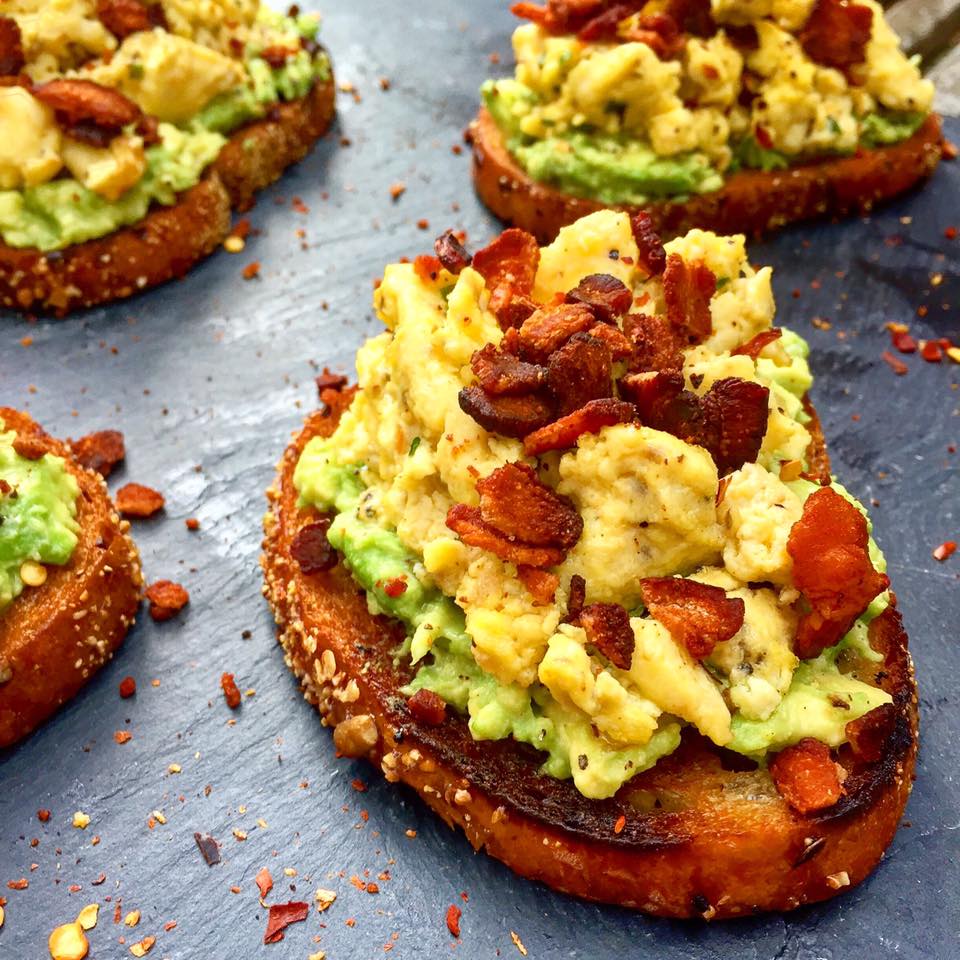 Haute + Heirloom "Bae" Toast with Crispy Bacon Lardons, Marinated
