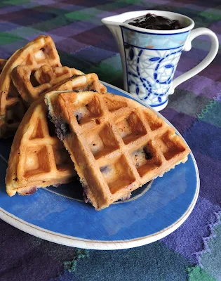 Blueberry Waffles with Blueberry Sauce