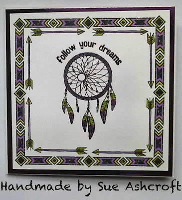 American Indian girl character-bow and arrows-dream catcher-stamps-visible image