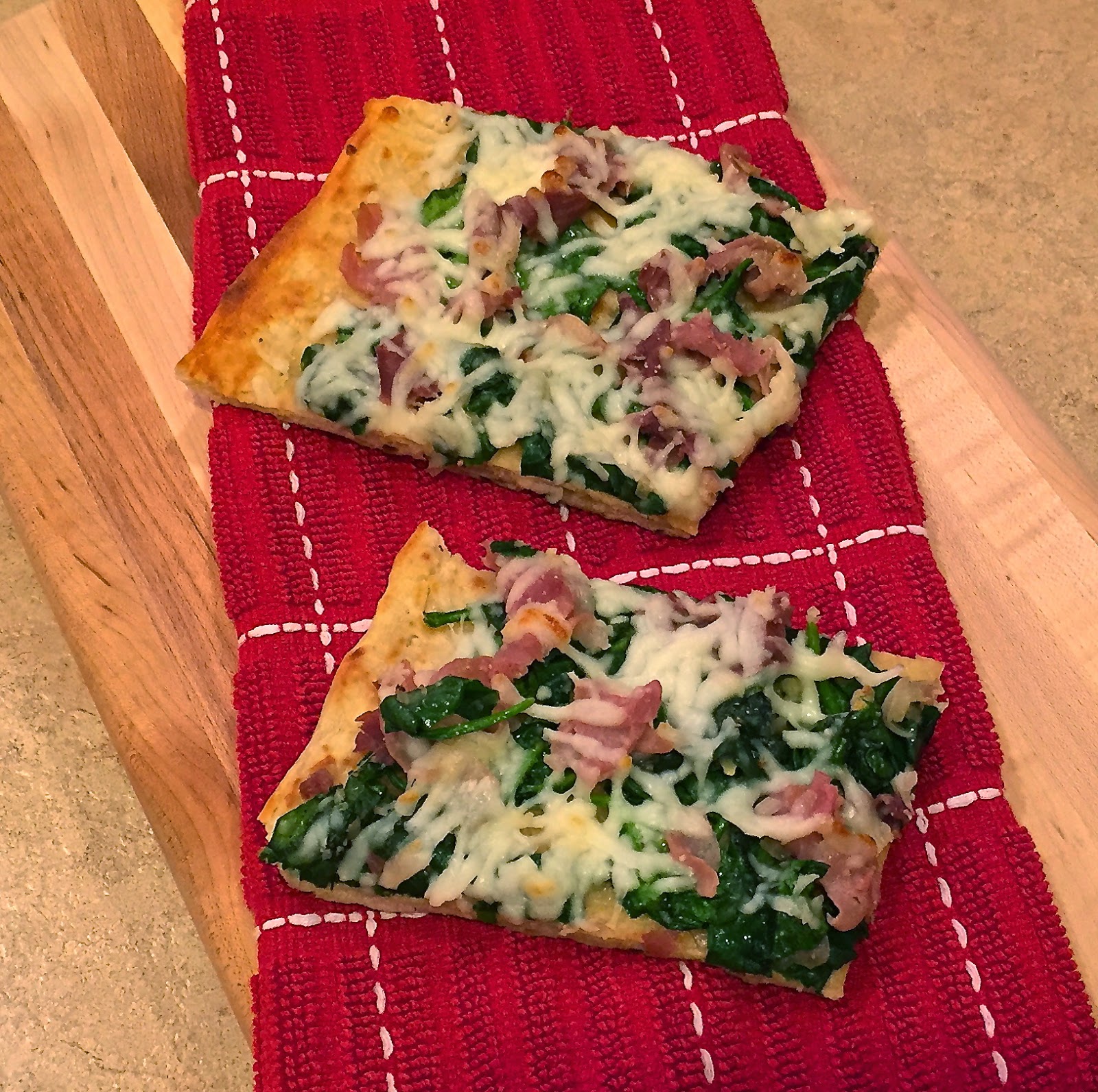Points In My Life Spinach and Prosciutto Flatbread Pizza