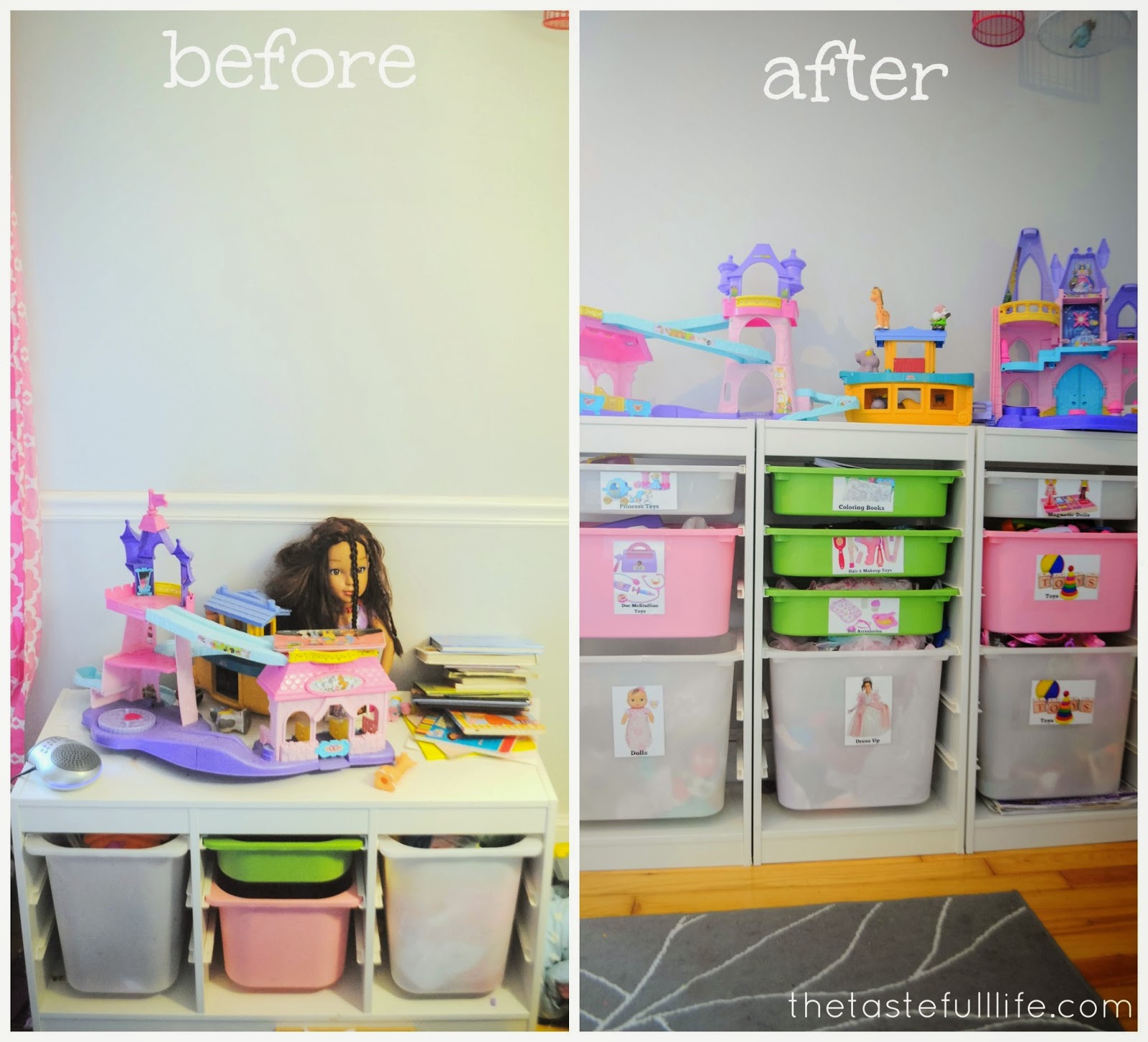 Small Space Toy Storage Solution, Easy DIY Toy Labels, and a Peek at a  Shared Kids' Room. - Pretty Real