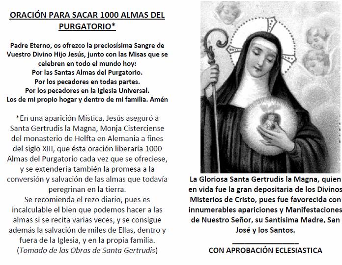 MENSAJERA DEL AMOR ORACIÓN PARA SACAR 1000 ALMAS DEL PURGATORIO MENSAJERA DEL AMOR ORACIÓN PARA SACAR 1000 ALMAS DEL PURGATORIO
