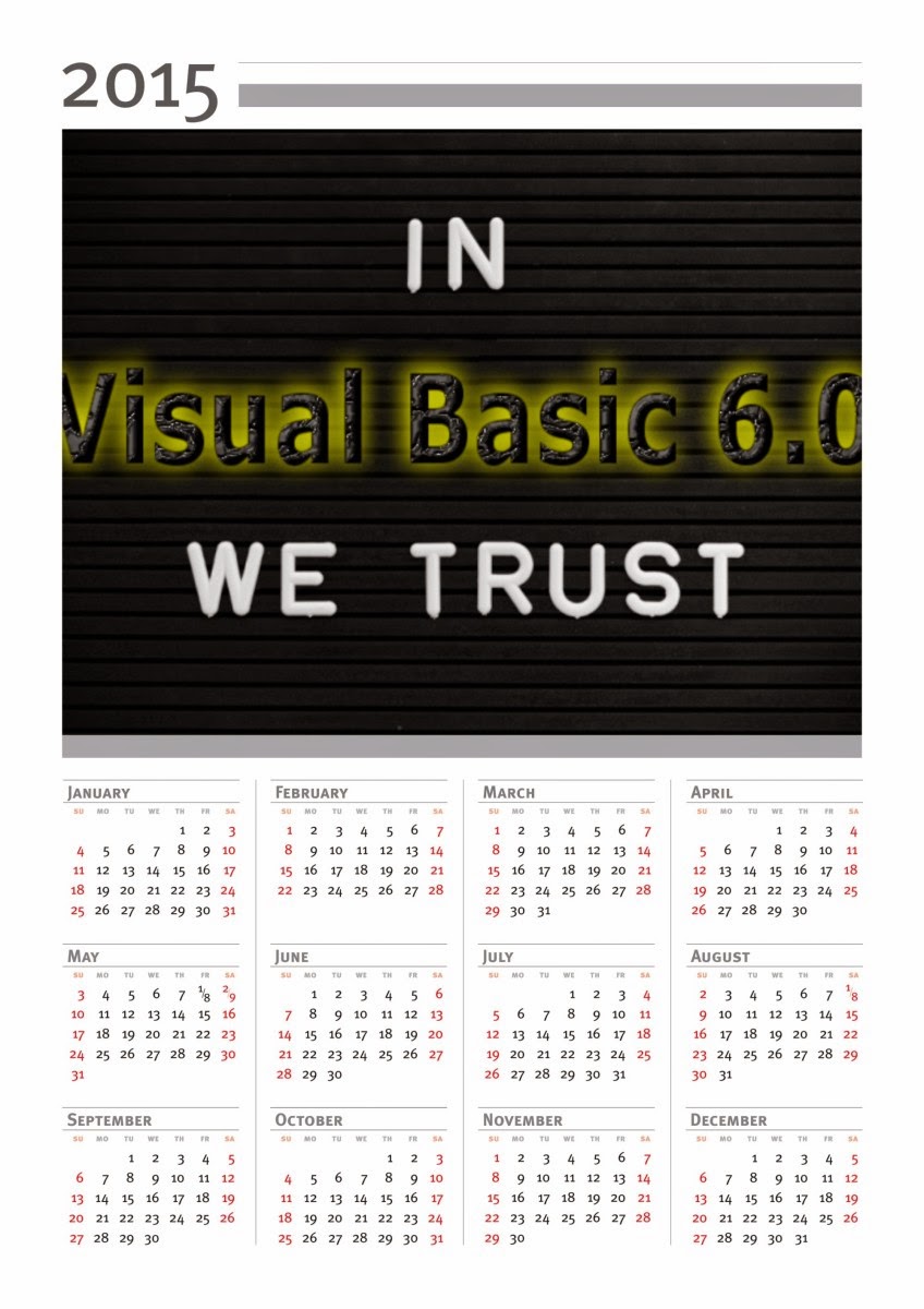 Visual Basic 6.0 Superior Source Code Calendars for 2015 Visual