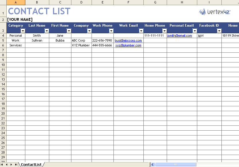 Nature Gives All 4 Free, Why Can't Life: Contact List Template Excel