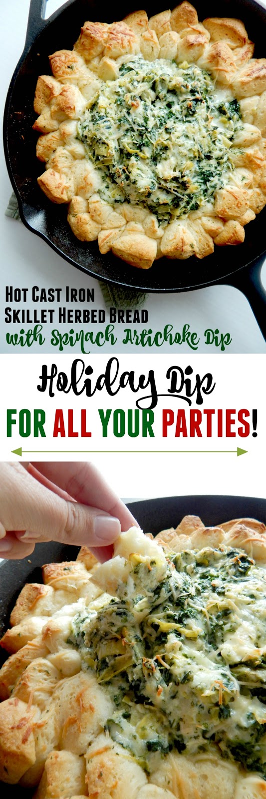 Hot Cast Iron Skillet Herbed Bread with Spinach Artichoke Dip Ally's