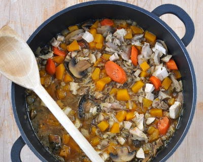 Chicken or Turkey & Wild Rice Soup, hearty soup with leftover chicken or turkey, butternut squash, wild rice. For Weight Watchers, #PP6.