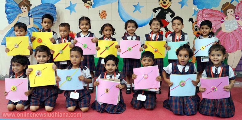 Students shows Rakhi during Raksha Bandhan celebrations at Green Land Convent School Students shows Rakhi during Raksha Bandhan celebrations at Green Land Convent School