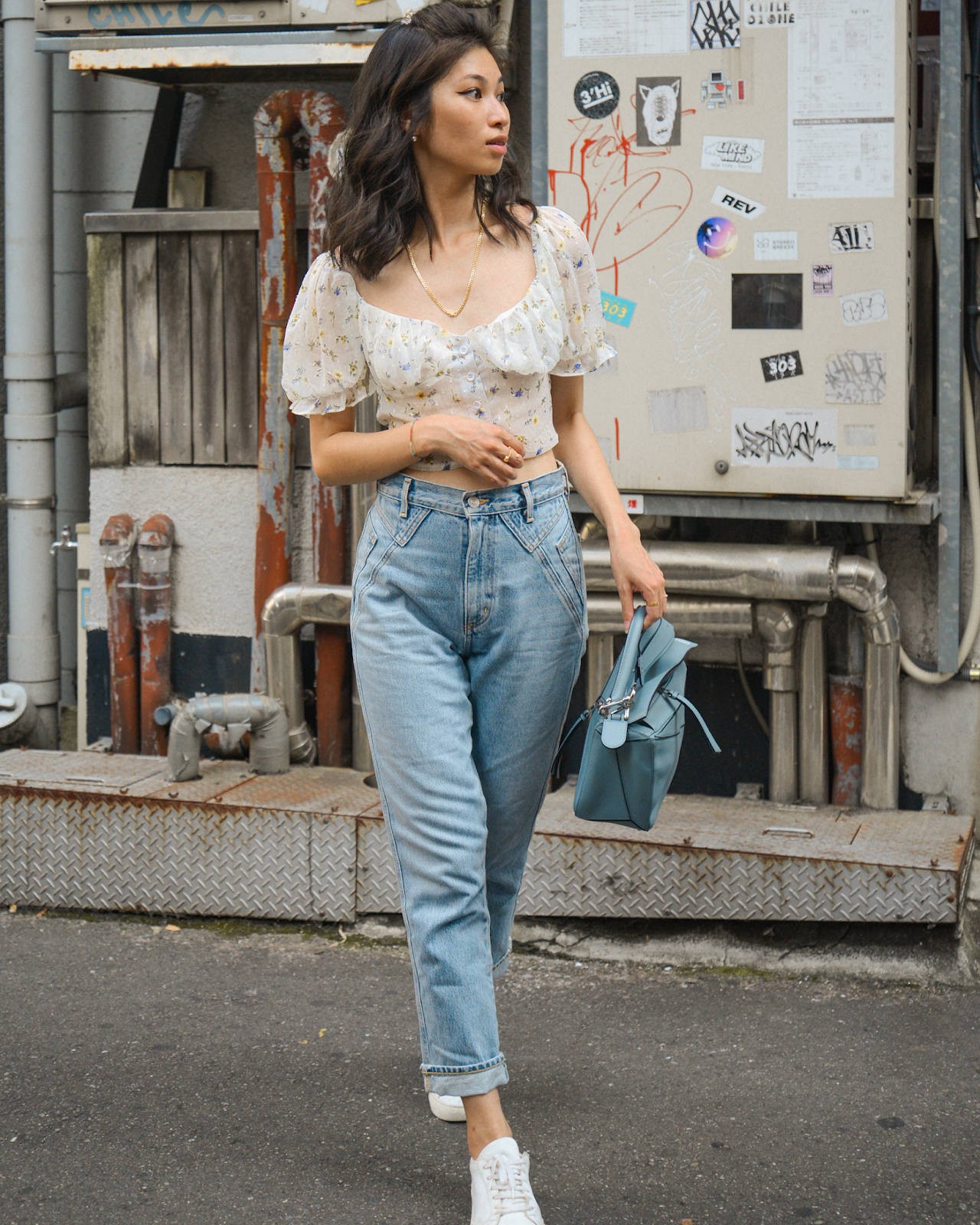 Floral puff sleeve top, blue AGOLDE denim, summer floral top outfits, After Quarter-Life / 082019 - August Superpost on life after 25, outfits and travels by Van Le / FOREVERVANNY.com