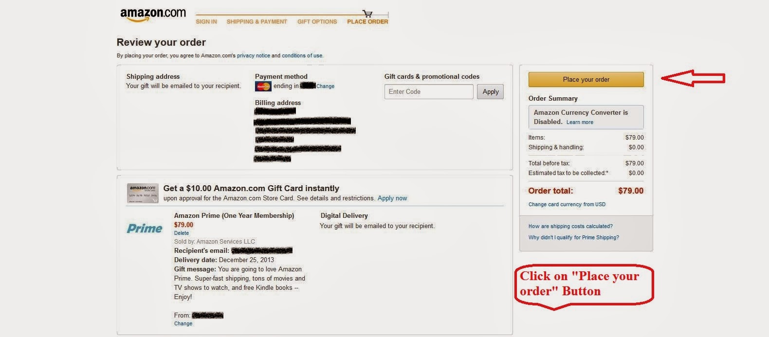 how do i pay for amazon order before delivery
