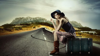 Girl is waiting a car HD Wallpapers for Desktop 1080p free download