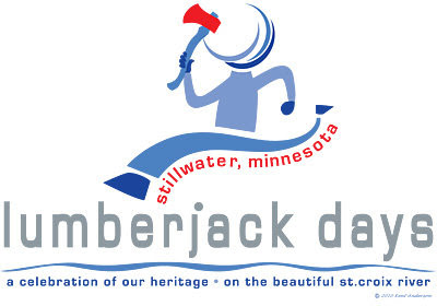 Lumberjack Days logo in blue and red