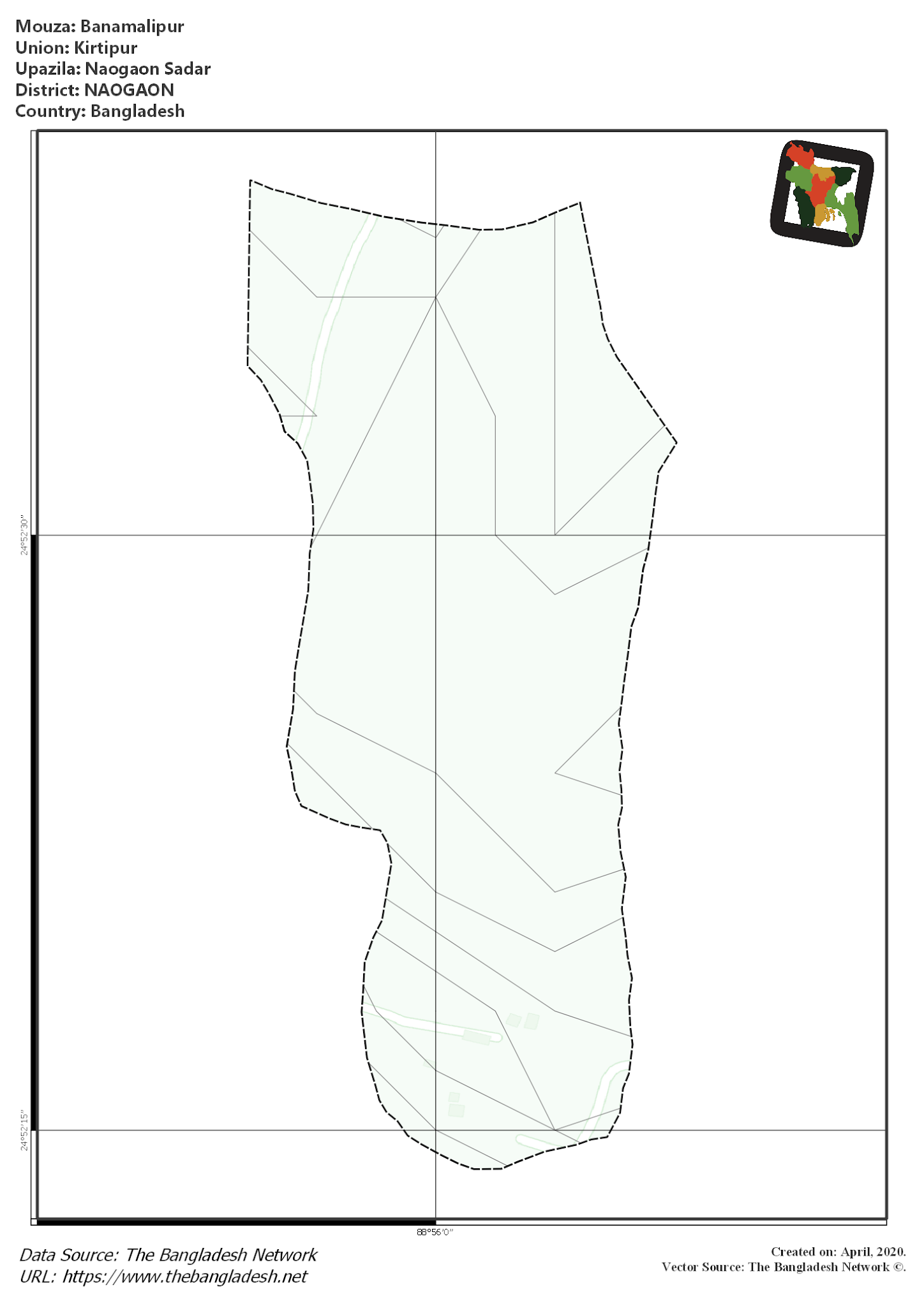 Map of Banamalipur Mouza of Naogaon Sadar Upazila, NAOGAON Map of Banamalipur Mouza of Naogaon Sadar Upazila, NAOGAON, Bangladesh.
