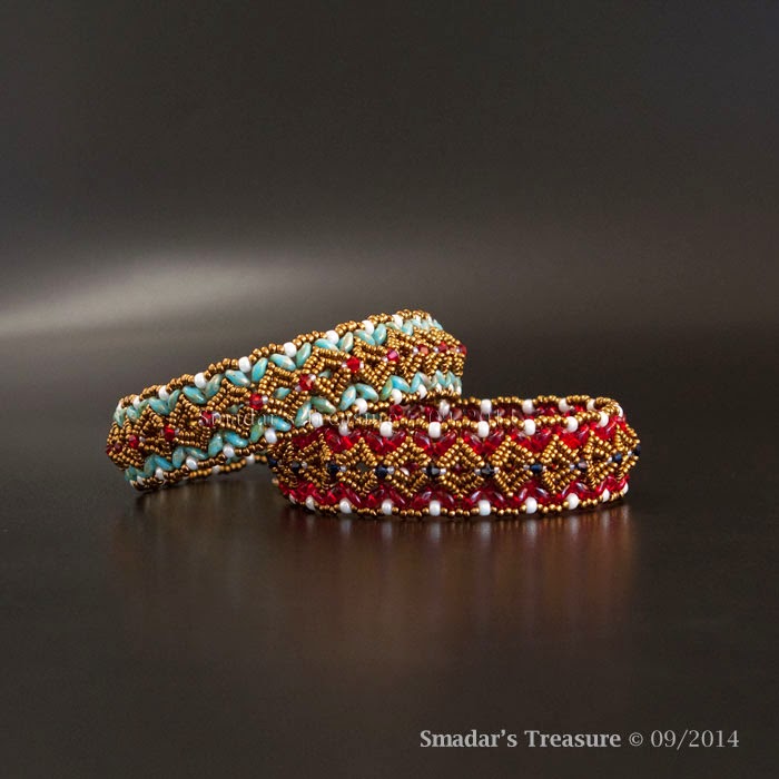Smadar's Treasure 2in1 Beading Tutorial Bracelet Double Diamond