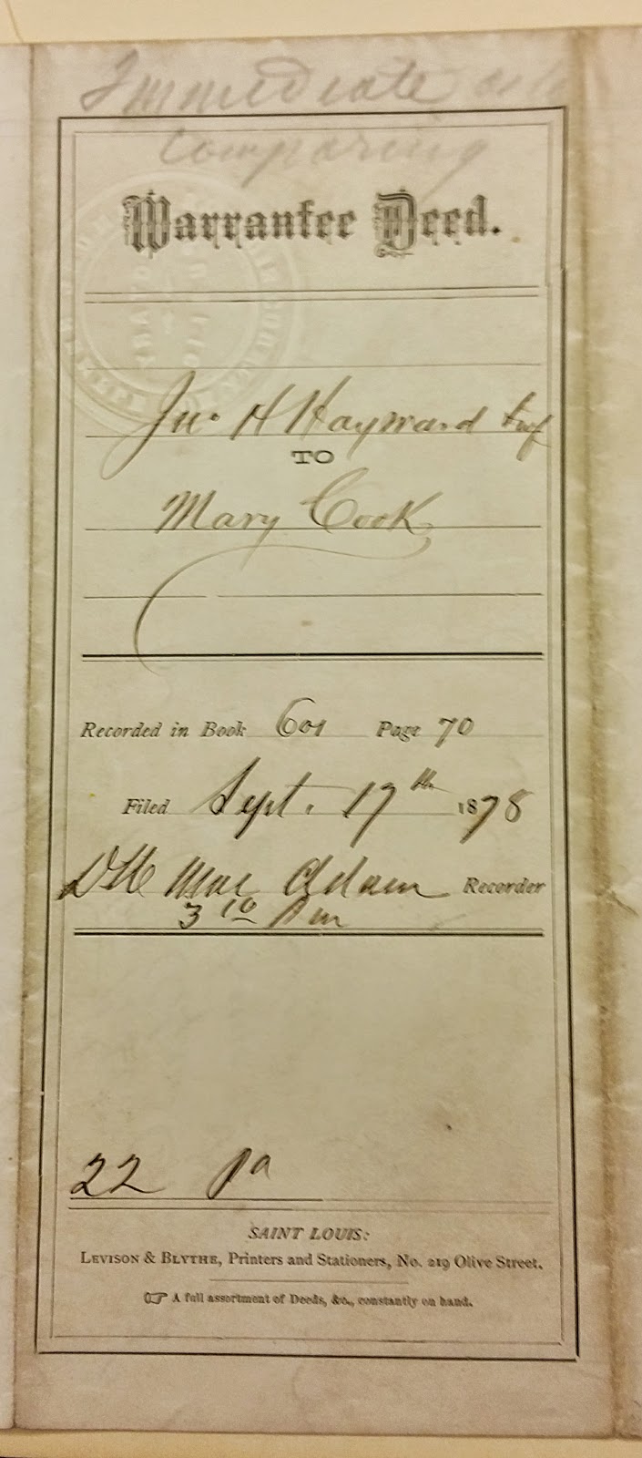 History and Culture by Bicycle Dr. John K. Cook Collection Land Deed