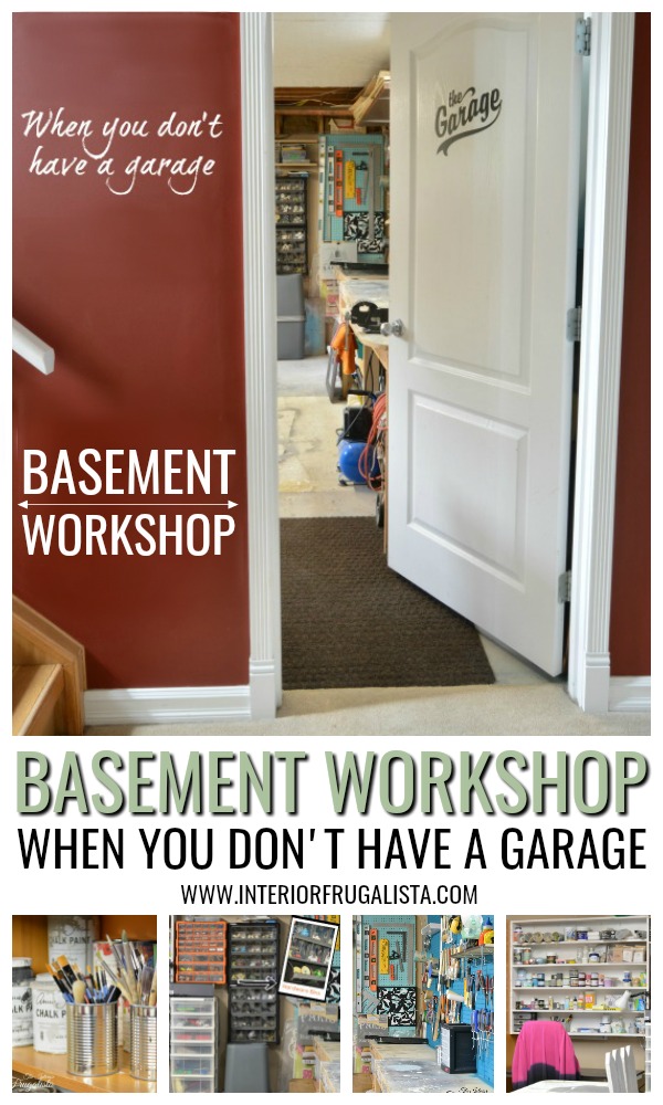 A basement workshop/craft room tour with handy storage solutions when you don't have a garage. #basementworkshop #basementworkshoporganization #basementworkshoplayout #basementworkshopideas