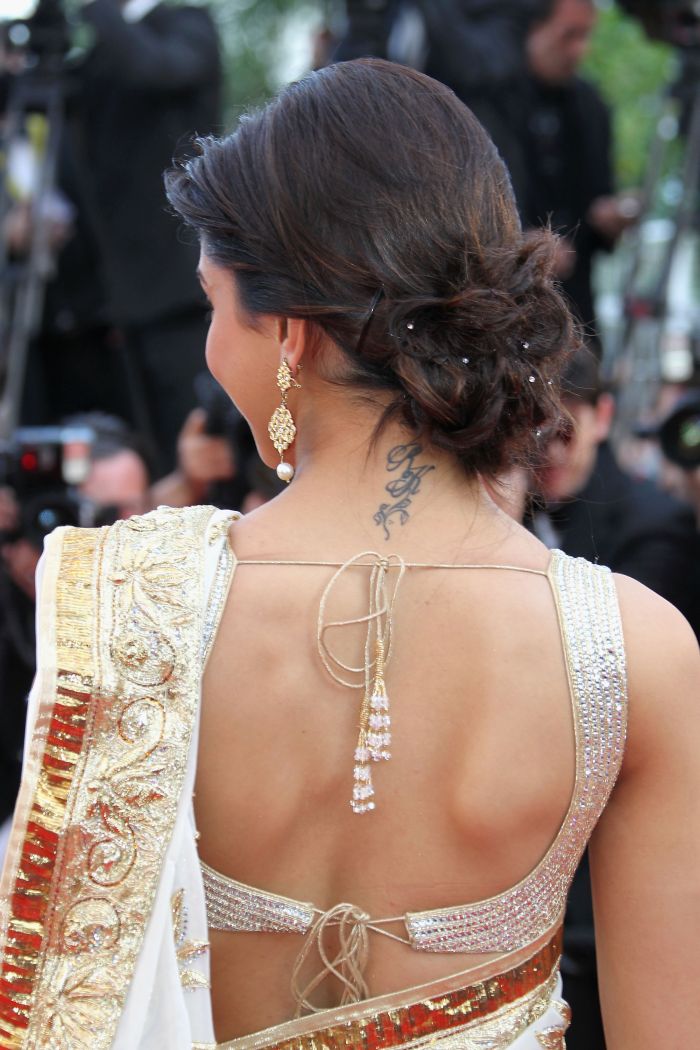 Actress Deepika Padukone In Backless Blouse Photos