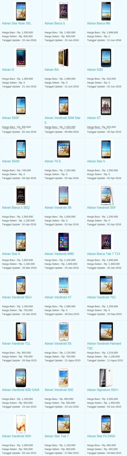 Daftar Harga Hp Terbaru Advan Juli 2016 Daftar Harga Hp Terbaru Advan Juli 2016