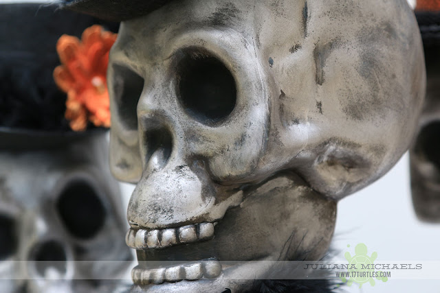 Dollar Tree Halloween Decor using Plastic Skulls by Juliana Michaels