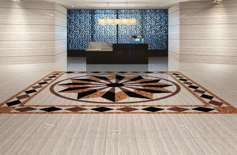 Natural stone polished floor design.